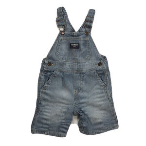 Oshkosh B’Gosh 24 Months Y2K VTG  Engineer Overall Shorts Striped Blue Bibs